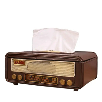 🎁Retro Radio Shape Tissue Box – Paper Towel & Napkin Holder for Home, Bar, Office