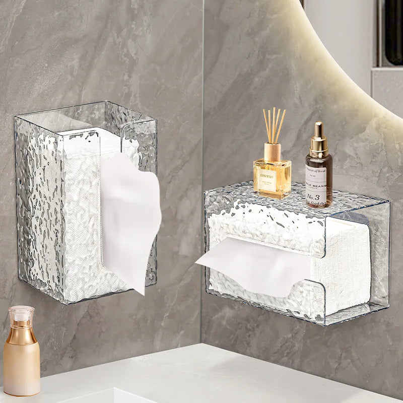 ❄️Bathroom Tissue Holder –✨ Wall-Mounted Acrylic Glacier Style
